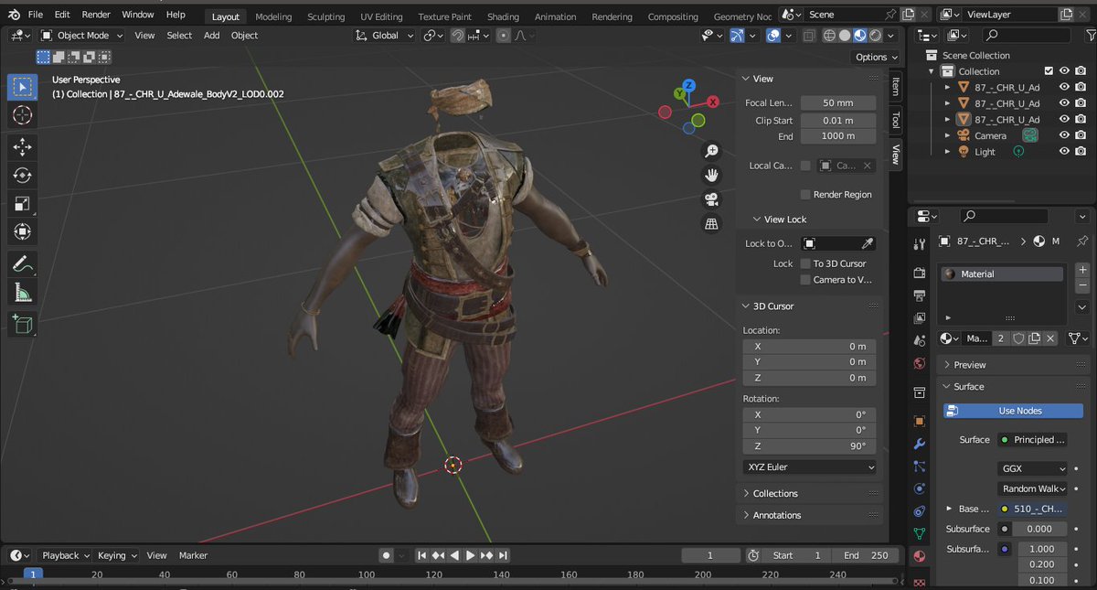 real_zeus_studi's tweet photo. Love when the viewport starts looking like a final render. Building out layered materials, edge wear, fabric weave, and metal oxidation all hand tuned in Blender before any rendering tricks. Taking on new character/modding  commissions✉️#gamedevelopment  #gameart #Gamescom2026 https://t.co/66w4XdmLfC