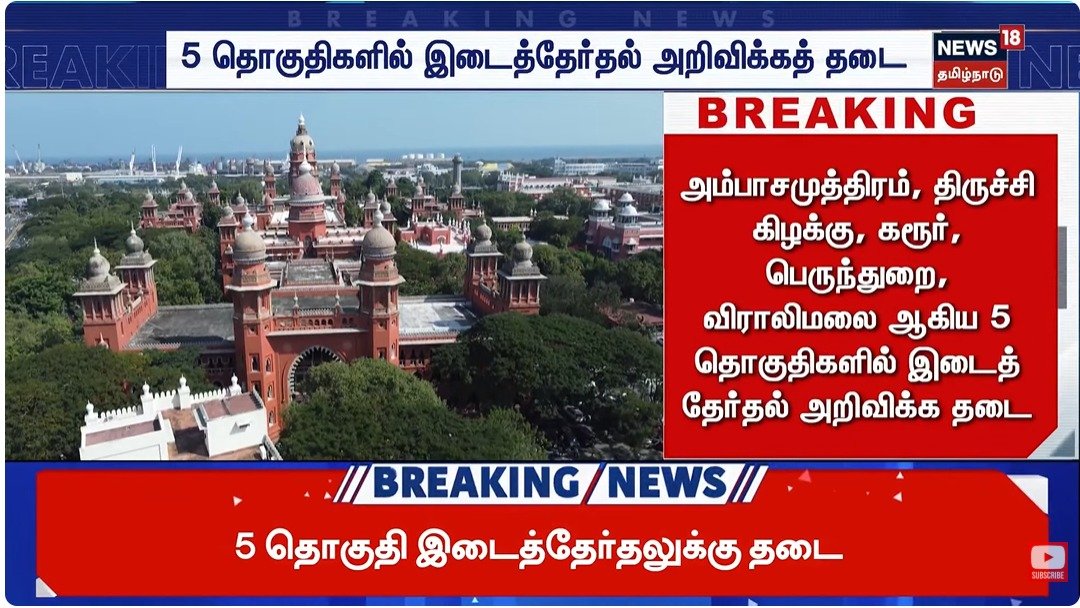 velu_mar5's tweet photo. #BREAKING தேர்தல் வழக்குகள் நிலுவையில் உள்ள திருச்சி கிழக்கு,கரூர்,விராலிமலை,பெருந்துறை, அம்பாசமுத்திரம் ஆகிய தொகுதிகளுக்கு இடைத்தேர்தல் அறிவிக்க தேர்தல் ஆணையத்துக்கு தடை சென்னை உயர் நீதிமன்றம் உத்தரவு 

வழக்கின் விசாரணையை ஜூலை 31ஆம் தேதிக்கு தள்ளி வைப்பு https://t.co/adVk0tp5Aa