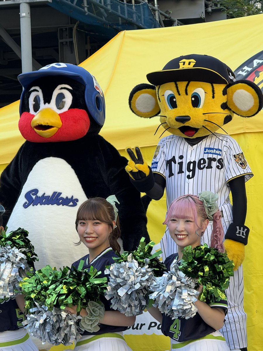 WiZ51RgM9aPOOhh's tweet photo. #トラッキー
#つば九郎
#阪神タイガース
#ヤクルトスワローズ
晴天の甲子園につば九郎参上！
おかえりー🐧
マスコットステージも球場内のパフォーマンスでも先代そっくりの動き😆トラッキーの帽子被って逃げるの懐かしかったー😭
明日もまた暑いけど頑張って！ https://t.co/3BYilRRd4d