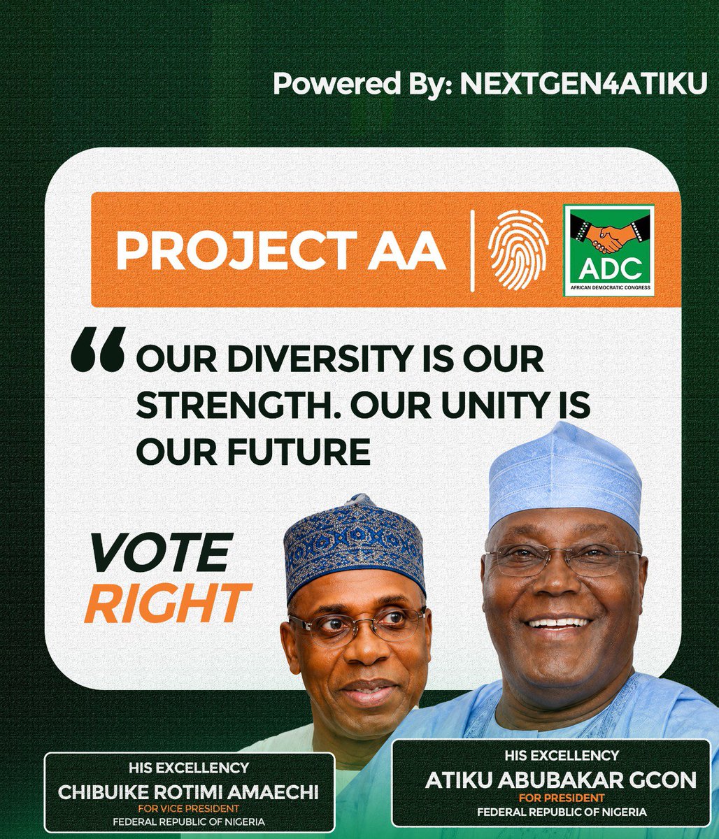 IsahAbdullatif's tweet photo. Atiku/Ameachi 2027🤝✅ https://t.co/vxw1gpCPSL