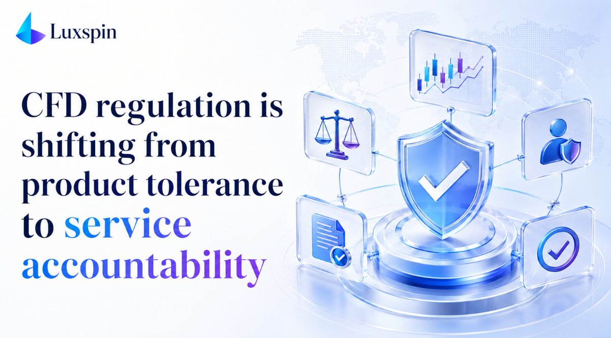 Luxspin_Global's tweet photo. CFD regulation is shifting from product tolerance to service accountability. 

Future competition will depend on price transparency, fair execution, client protection and whether the service is worthy of trust. #LUXSPIN https://t.co/YK0V1PaUYu