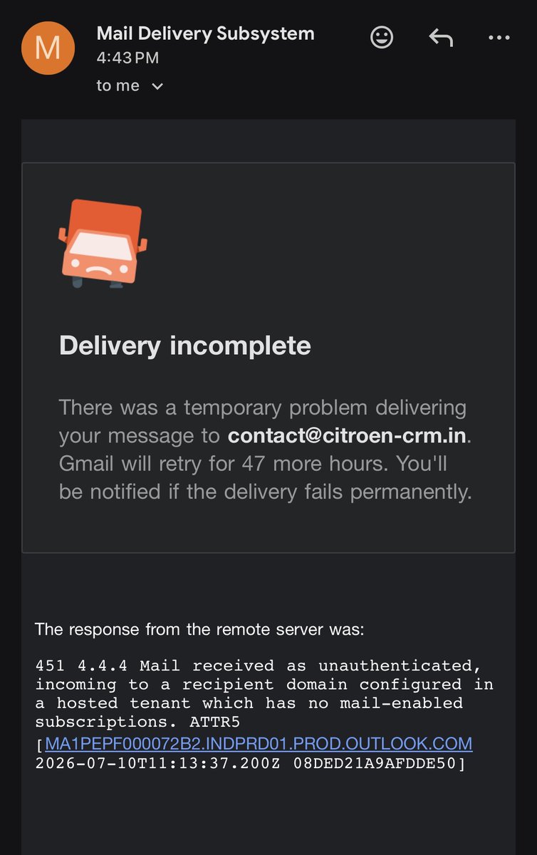 Ramachandranjee's tweet photo. @CitroenIndia This email I’d is not working https://t.co/dEo67eCil4