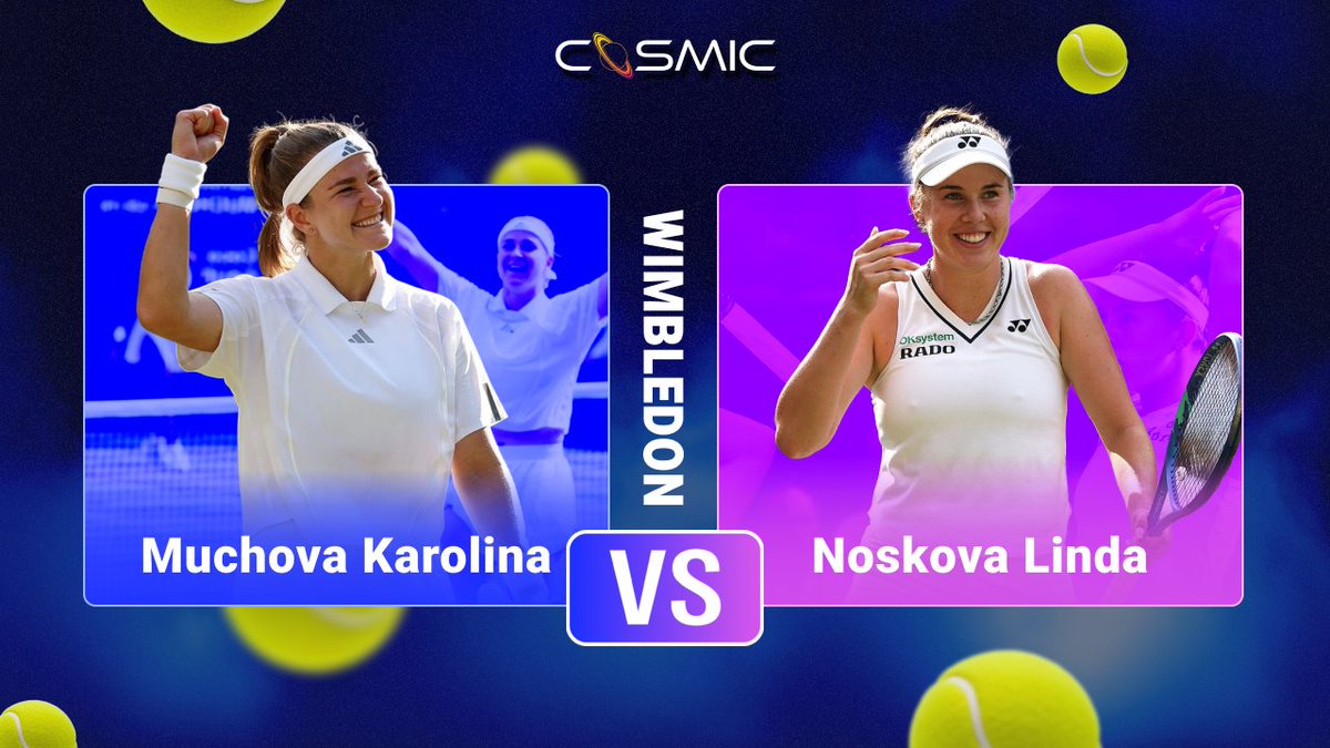 SlotCosmic's tweet photo. 🎾 All-Czech Wimbledon Final between Muchova and Noskova, first Slam on the line and no clear edge, so it comes down to who handles pressure better - what’s your call? 🎯

👉 https://t.co/Y8gBrGuiF4 https://t.co/KDzsjFWPx5