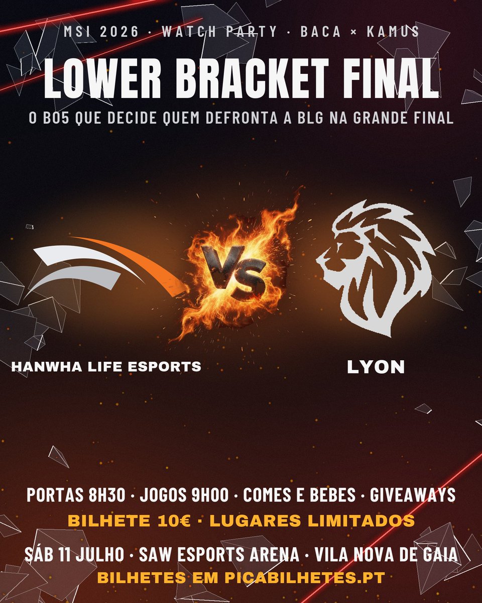 BacaMid's tweet photo. América🇺🇸 vai levar na boca amanhã... LETS GO @HLEofficial 🇰🇷 

Arena Saw Esports- Vila Nova de Gaia. 
Amanhã 9h - Watchparty de MSI2026. 

https://t.co/G95mTe9LJ2 https://t.co/75venoLzYw