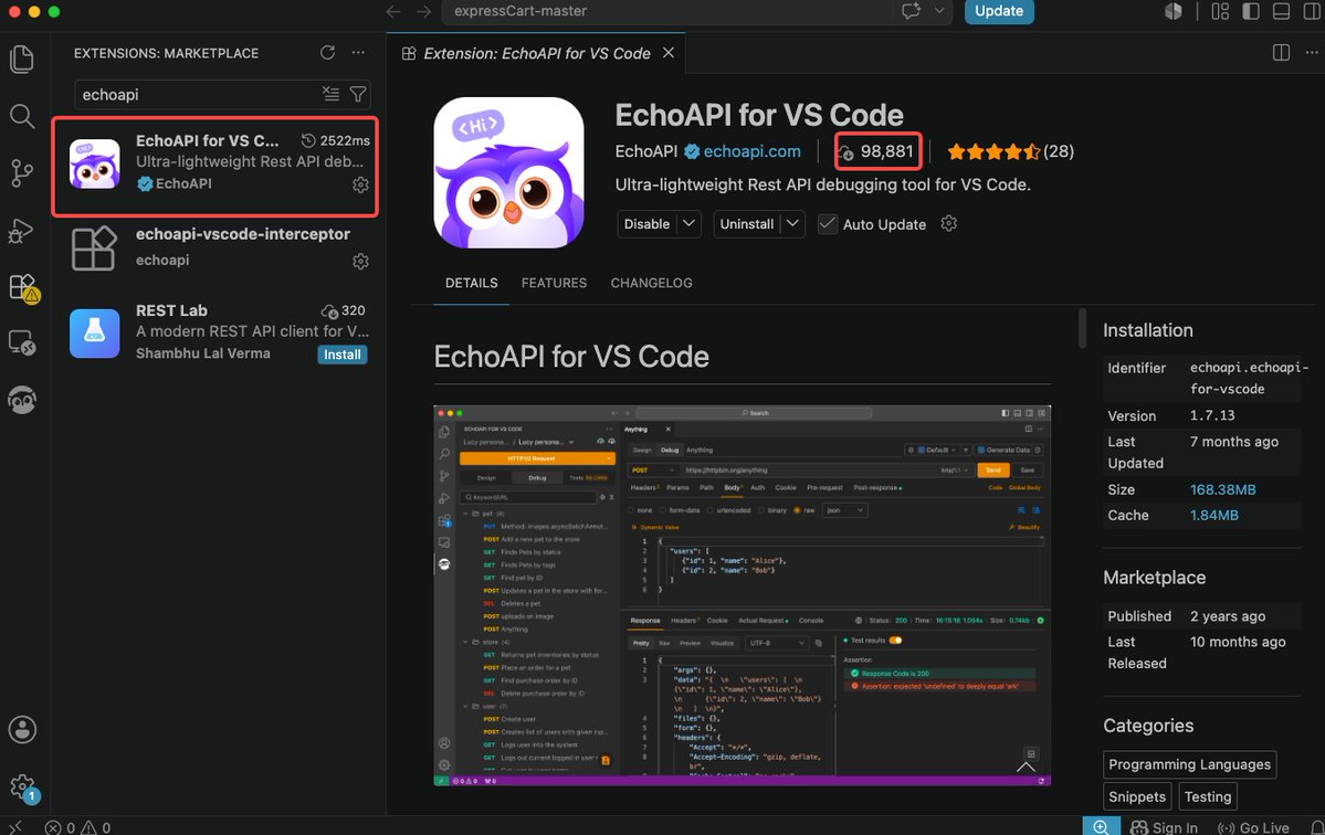WEvan97201's tweet photo. I've open-sourced EchoAPI, my VS Code extension with nearly 🔥100k downloads

Open-source repo: https://t.co/5iXEhwJwFk
VS Code Marketplace:https://t.co/8RPSFZCQaK https://t.co/36X2VwO3vZ