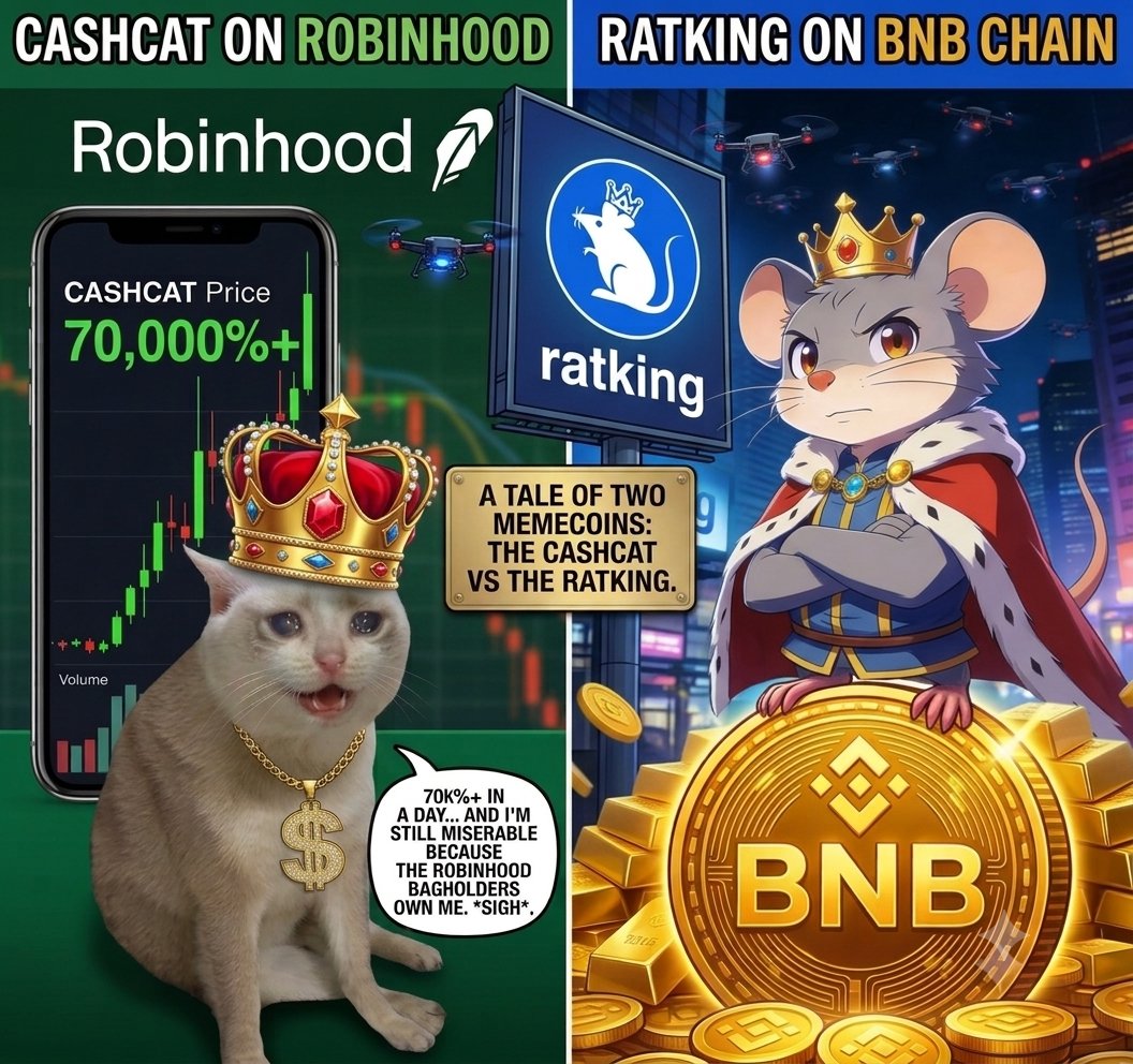 midukira's tweet photo. PLOT TWIST: The millionaire cat just met the BILLIONAIRE King! 👑💸 $CASHCAT flexed 70k%+ on Robinhood, but $RATKING is controlling the next massive wave on BNB! While they celebrate yesterday, the King is driving the future. The real takeover starts NOW! 🌊🔥🚀 
#Ratking #BNB https://t.co/A6NMwnA1P8