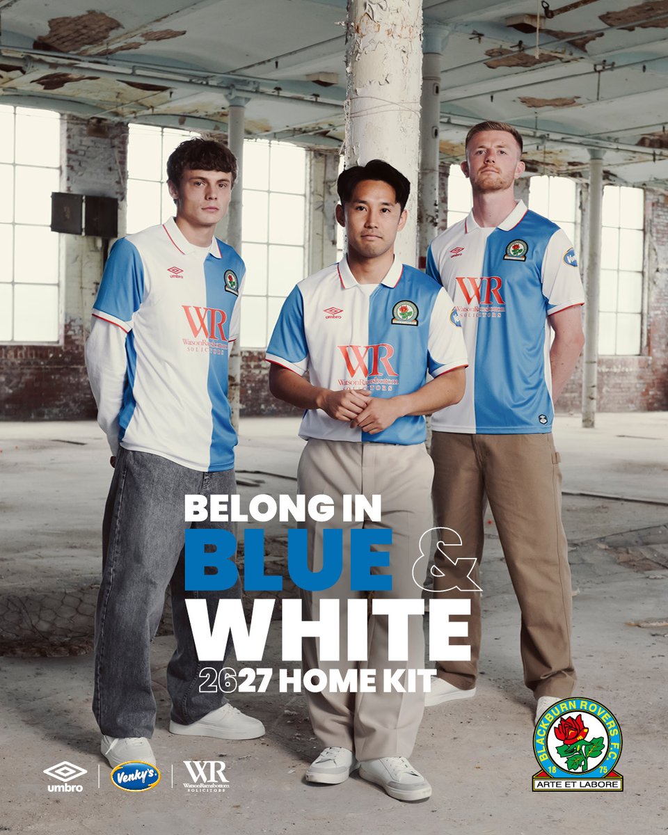Rovers's tweet photo. #BelongInBlueAndWhite 💙🤍

🛒 Our 26/27 home kit - available online now and in-store from 4pm.

@umbro | #Rovers 🔵⚪️