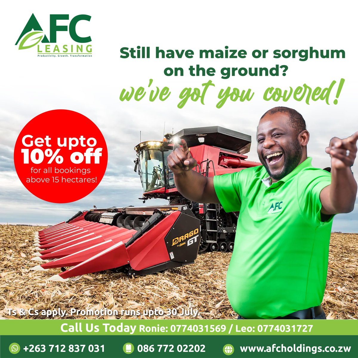 Still have maize or sorghum ready for harvest? We've got you covered ...