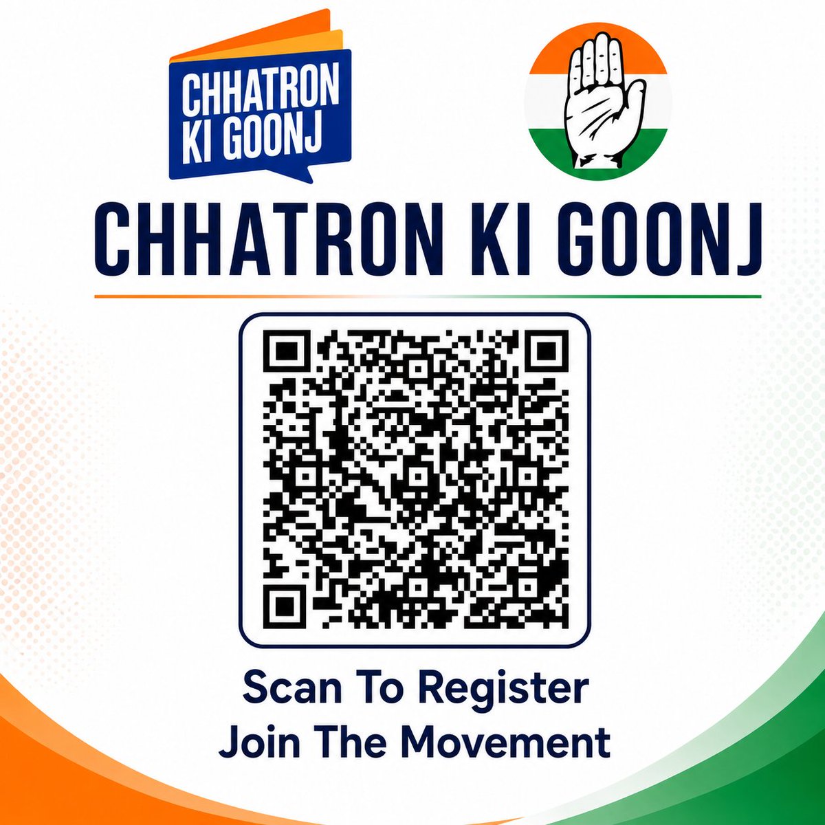 chhatronkigoonj's tweet photo. Next Stop: Dehradun
Scan the QR code to register and join Chhatron Ki Goonj. Every voice matters. Every student counts.
#ChhatronKiGoonj #JoinTheMovement #StudentVoice #RegisterNow https://t.co/qRT1iYQWG7