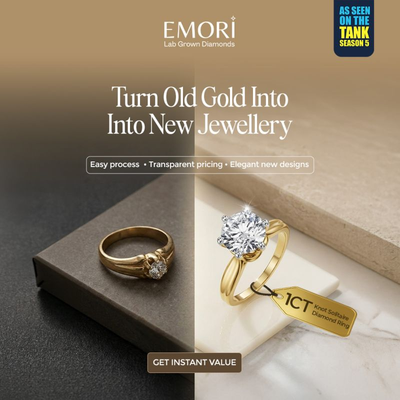 EmoriDiamond's tweet photo. What if you could buy new gold, without buying new gold?

Millions of Indian households already own gold they no longer wear.

With EMORI's Old Gold Exchange, turn your old jewelry into modern designs featuring certified lab-grown diamonds, while getting full value for your gold. https://t.co/85LsQW9xvH