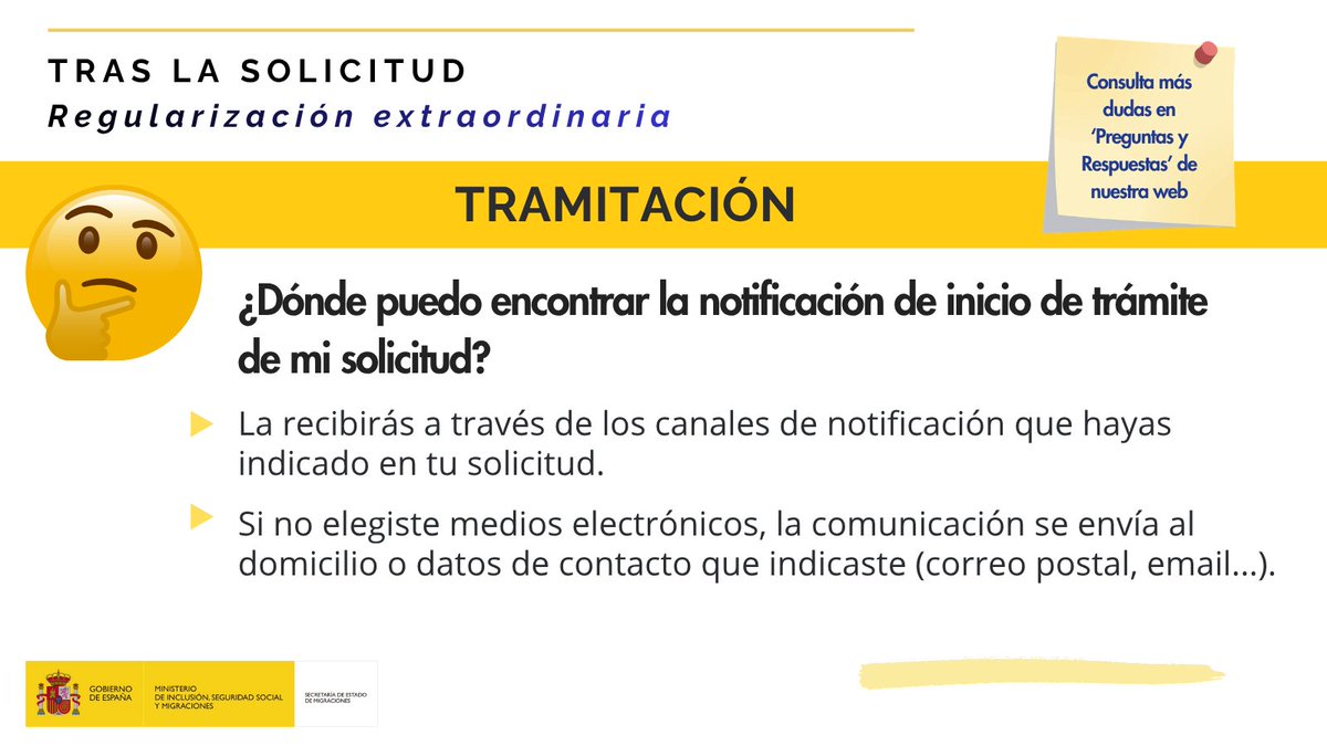 SEstadoMigr's tweet photo. 🤔¿Dónde puedo encontrar la notificación de inicio de trámite de mi solicitud?
👉 A través de los canales de notificación indicados en tu solicitud.

⭕️ Comunicaciones electrónicas: en la Dirección Electrónica Habilitada Única.
⭕️ Resto: domicilio o datos de contacto indicados. https://t.co/BkhLd18NDa