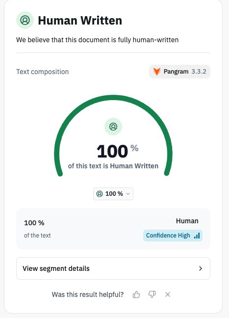 DidTheyDo_it's tweet photo. I found the hack for @pangram 😂 I told you AIs detectors are bullshit, and the concept is nonsense https://t.co/ZxqFBU7dXe