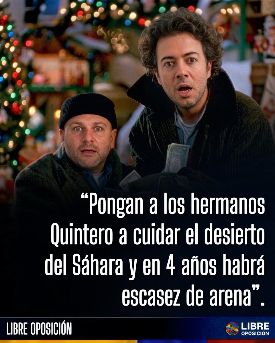 Libre_Oposicion's tweet photo. 🇨🇴🤣| FRASE DEL DÍA: “Pongan a los hermanos Quintero a cuidar el desierto del Sáhara y en 4 años habrá escasez de arena”. https://t.co/6bBne71we6