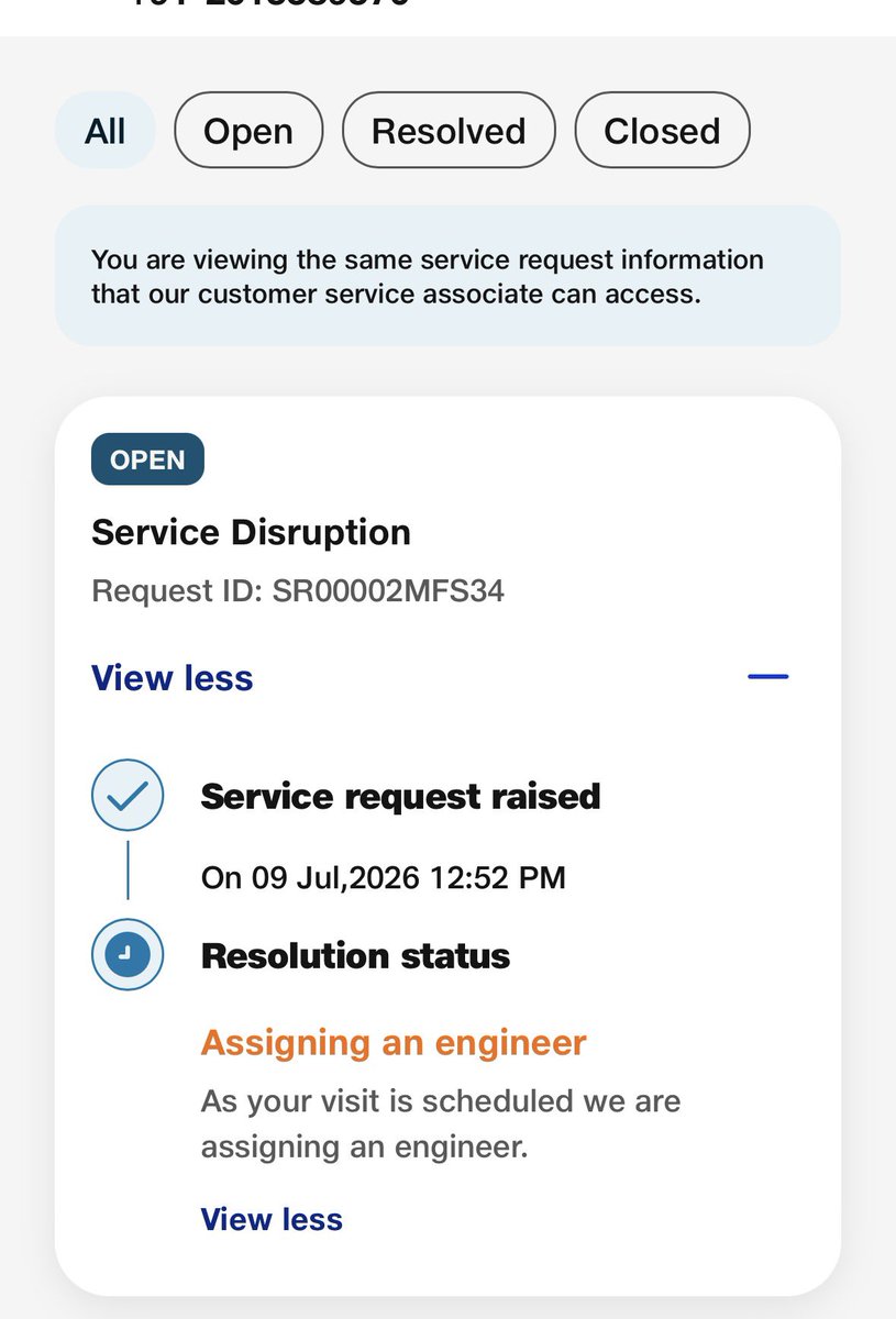 Chirag18_'s tweet photo. @JioCare Where do you see the reschedule option? This is happening every time now, whenever a ticket is raised, it keep rescheduling or engineer is not getting assigned. What a poor service https://t.co/2P1sYNYk58