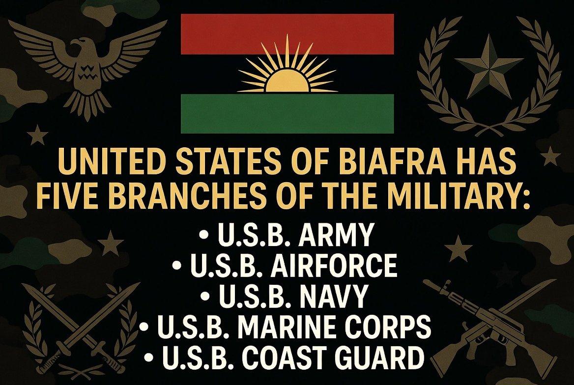 jovita43151's tweet photo. BREAKING NEWS... 
IT IS OFFICIAL. OUR MILITARY WILL ENSURE THAT NO TERRORIST IN UNIFORMS. SURVIVE ON OUR LAND. GOD BLESS THE UNITED STATES OF BIAFRA. GOD BLESS ALL THE USB MILITARY. https://t.co/ud87xPoZ3o