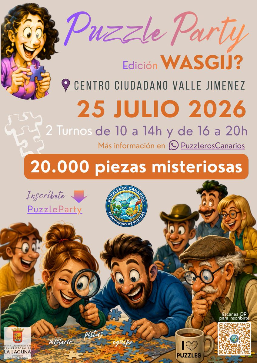 vallejimenez_es's tweet photo. Este 25 de julio, tendremos en nuestra AAVV🏡, un evento muy interesante para todos los públicos, para fomentar la afición por los puzzles trabajando en equipo.
Objetivo: resolver entre todos el mayor número de puzzles Wasgij.🧩
Lo diferente:la imagen mostrada sólo sirve de pista https://t.co/lvWJjfwZlE