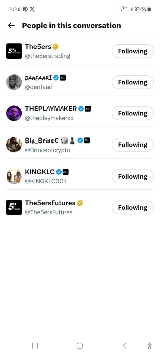 JordanMeda13877's tweet photo. @theplaymakerxx @the5erstrading @The5ersFutures @Brinceofcrypto @danfaari @KINGKLC001 @princemeda16 
@Stoic_Trader21 
@Abrham 

All Done ✅ https://t.co/49XGsXZ3ga