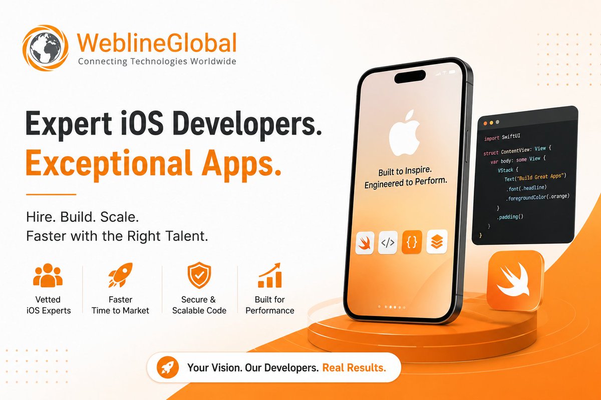 weblineglobal's tweet photo. Need to accelerate your iOS roadmap? Hire skilled iOS developers for secure, scalable apps built with Swift, SwiftUI & UIKit.
Get qualified developer profiles and start building faster.
https://t.co/zcrENCHKM7
#iOSDevelopment #HireDevelopers #Swift #MobileAppDevelopment https://t.co/LyfD6FtaRJ