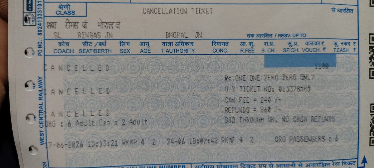chanchalaiims's tweet photo. I partially cancelled  3 window train tickets as images but still not got refund amount in my account from i paid online. @IRCTCofficial @RailwaySeva @RailMinIndia pnr 8549818670,8938035226,2838551060 total amount rs 2980/- Booking station RKMP Bhopal https://t.co/o4Sp7pdlKn
