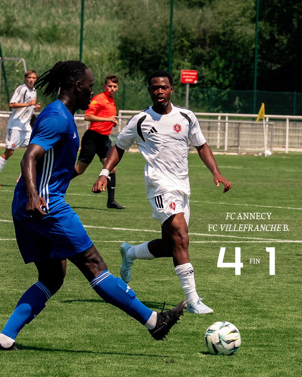 FCAnnecy's tweet photo. 🔚👀 Une belle victoire 4-1 pour entamer cette prépa’. 🥰

Lajugie ⚽️
Jusseron ⚽️
Redmond ⚽️⚽️ https://t.co/F59hjmmawS