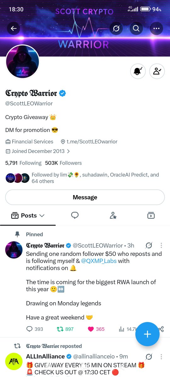 I6QUTE's tweet photo. @ScottLEOWarrior @QXMP_Labs Follow the legend 🚀🚀 https://t.co/4EeN19pxrJ
