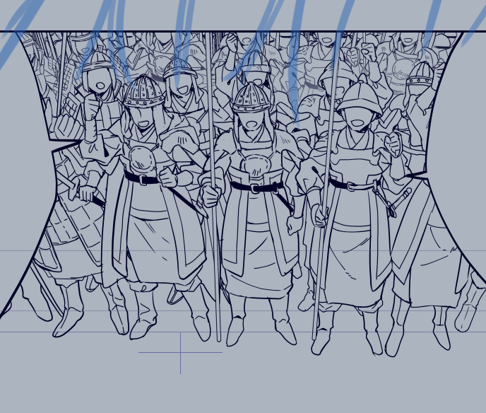 chi_no_ku's tweet photo. モブ兵士をみっちみちに描いてしまい今更ながら肘がぶつかって大変そうと思ったけどそもそも別データも重なって全身見えなくなっちゃうのでせっかくならとアップ https://t.co/APgsLIjcJZ