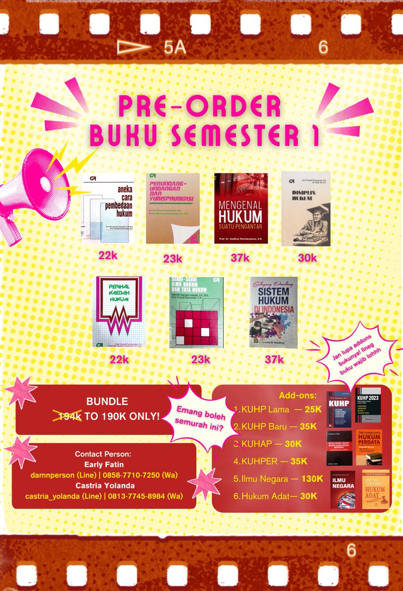 JimatSurvive's tweet photo. @legisfiction @allke09 [📚 OPEN PO BUKU SEMESTER 1 ⚖️]
Haloo temen²! Mimin numpang promosi buku nih PALING MURAHHHHH! Selain itu, open pertanyaan yaa soal kehidupan fhui, dan pastinya gratis rangkuman semester 1 biar kalian lulus smw matkul smster 1!!!! 

🔗 Link Pemesanan: https://t.co/VB5w26vm5f https://t.co/DBcZFwKIkY