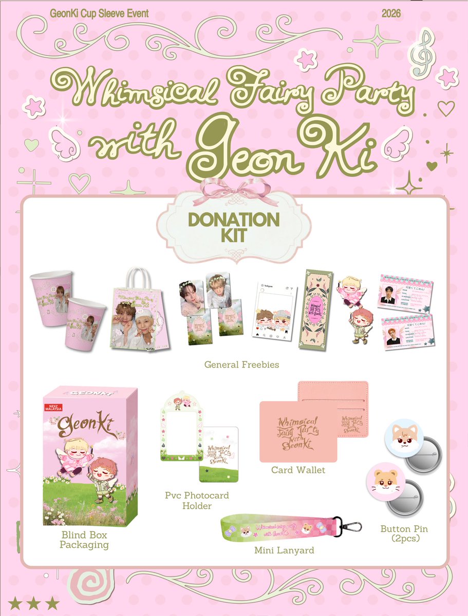 nexzmalaysia's tweet photo. ₊˚⊹♡ The wait is over! ♡⊹˚₊

Our General Kit &amp; Donation Kit Preview is finally here!🧚
 Take a first look at all the lovely items prepared with lots of love just for you

Donation Kit 🔗 https://t.co/u9XXOYdq6I

#FairyPartyWithGeonKi #NEXZ #GEONKI #NEX2Y #ネクスジ #넥스지 https://t.co/FW1YyqmCCJ
