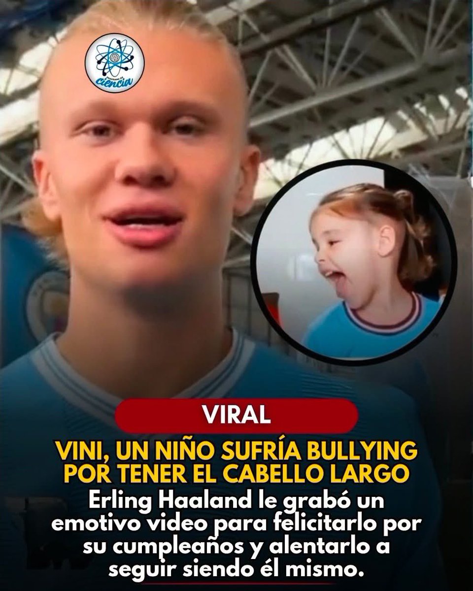 EnsedeCiencia's tweet photo. 🚨 ¡HAALAND DEMUESTRA SU GRAN CORAZÓN!

Un niño brasileño que sufría bullying en la escuela por llevar el cabello largo recibió una sorpresa inolvidable: Erling Haaland le grabó un emotivo video para felicitarlo por su cumpleaños y alentarlo a seguir siendo él mismo.

"Tu cabello largo es muy lindo, no te preocupes por lo que digan los demás" 

El gesto del delantero noruego ha conmovido a miles y se ha convertido en un ejemplo de apoyo contra el acoso escolar