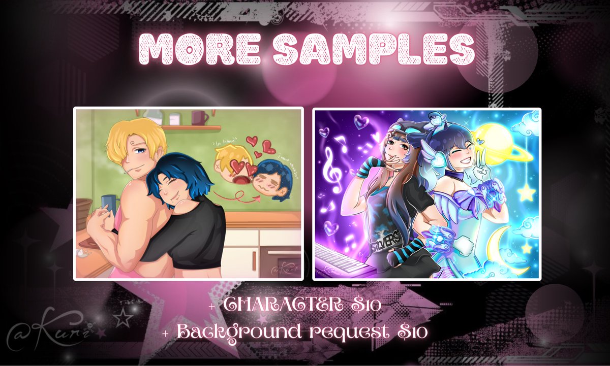 KuriiiComms's tweet photo. OPEN FOR COMMISION ON VGEN!
🩷COLORED ILLUSTRATION:
Icon-$10
Bustup-$12
Halfbody-$15
Fullbody-$25
🤍SKETCH ILLUSTRATION:
Icon-$5
Bustup-$8
Halfbody-$10
Fullbody-$15

Add ons:
character- $10
background request- $10

https://t.co/jh6XSCHv1A

#Vgen #Vgencommision #vgencom https://t.co/mw5f2QNuOm