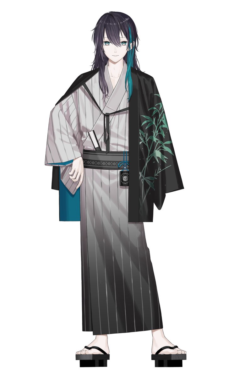 _tono_no's tweet photo. 黛灰の和装あったらこんな感じ？
 
#灰画　※捏造妄想非公式 
（お顔は頑張って公式に寄せました） https://t.co/XuTwpjW1BG