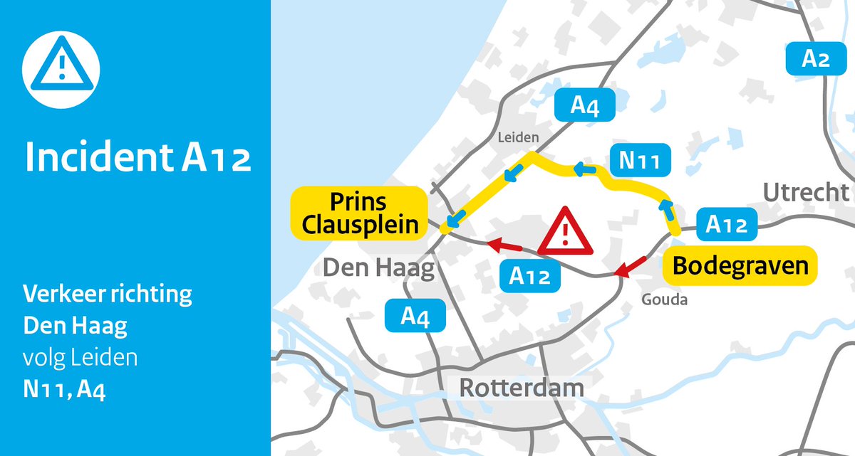 Ongeval op de A12 richting Den Haag