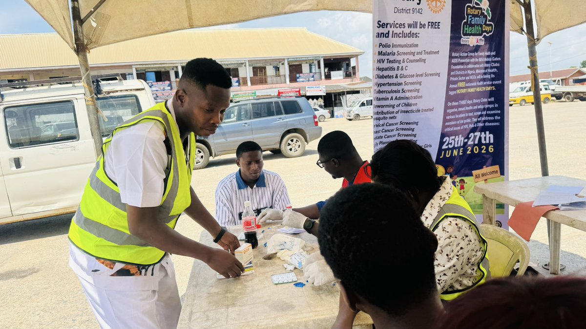 RACAladinma's tweet photo. ROTARY FAMILY HEALTH DAYS 2026: SERVING HUMANITY THROUGH HEALTHCARE.

On 30th June, 2026, the Rotaract Club of Aladinma-Owerri proudly joined Rotary and Rotaract Clubs across Rotary District 9142 in the Rotary Family Health Days 2026, held at No. 1 Naze Timber Market. https://t.co/8YwYIEeNW1
