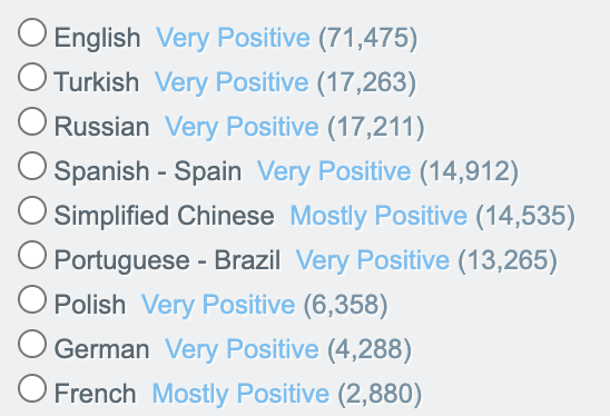 damreann's tweet photo. Turkish is the second most used language in the Steam reviews for Grand Theft Auto IV. 
Turkish is the sixth most used language in the Steam reviews for Grand Theft Auto V. 
Turkish is the fifth most used language in the Steam reviews for Red Dead Redemption 2. 
Just think about adding Turkish language support for Grand Theft Auto VI.
@RockstarGames