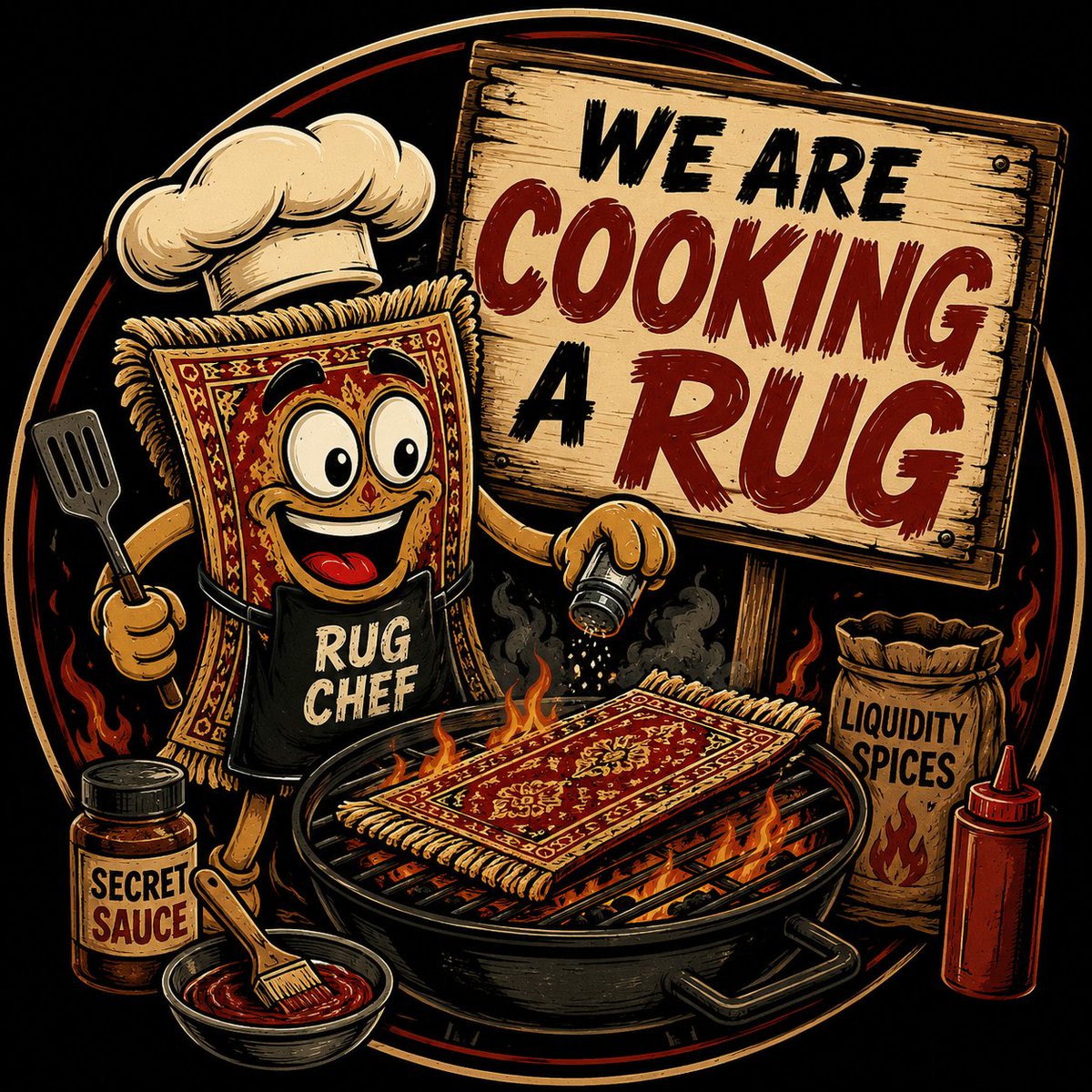 pulltheRugg's tweet photo. Good Morning, Ruggers! 
We're cooking up a nice rug just for you! 😈🧶
Presale is LIVE!
Only 70 SOL left to go!
Don't miss your chance to get rugged with the rest of us.
Get in touch and join the presale!."
The most honest dishonest coin in crypto." https://t.co/ZAHR7QVgcW