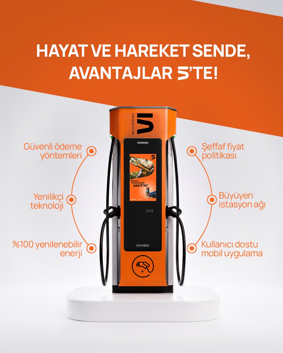5_Sarj's tweet photo. Türkiye’de büyüyen geniş istasyon ağımızla her an yanınıza olurken, %100 yenilenebilir enerji altyapımızla da geleceğe temiz bir iz bırakıyoruz. ✨ https://t.co/uAfnmnO3UO