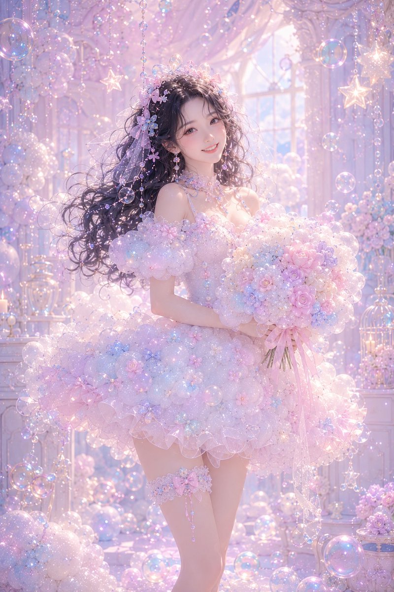 tel41264126's tweet photo. うち環では、5.5と5.6の違いが感じられず😂でも5.6と画像生成では5.5よりいいなという感触です🥰泡���チーフのアイデア出しがよかった✨

泡のドレスのプロンプトをリプ欄に置きます。お着替えにどうぞ🫧 https://t.co/HdfHIw8E5v