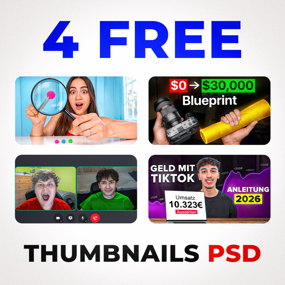 AndreyLitarts's tweet photo. 🚨 THUMBNAIL DESIGNERS 🚨

I'm giving away these 4 thumbnails PSD for FREE! 🔥

To claim it:
⭐️ Follow me
❤️ Like this post
♻️ Repost it
💬 Comment "PSD" https://t.co/8KKDD24obb