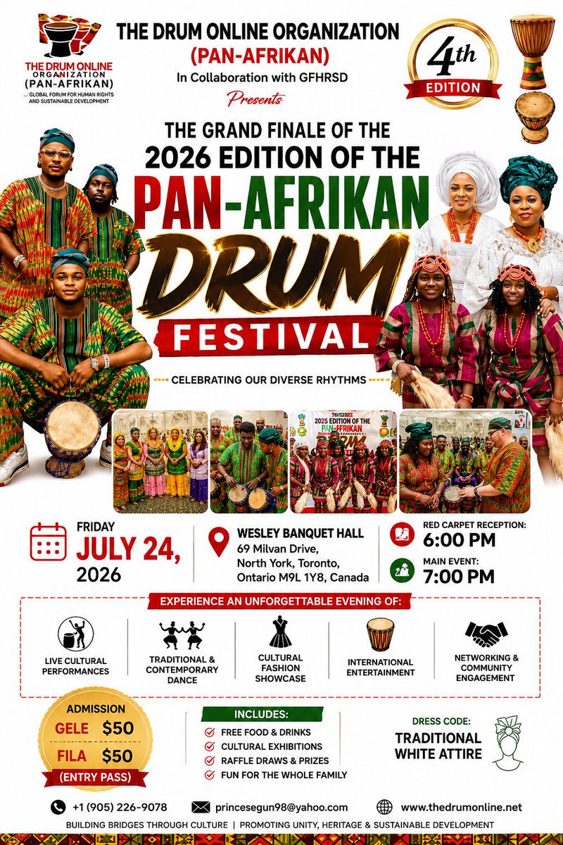 psakanni's tweet photo. Prestigious Pan-Afrikan Drum Festival In Canada 🇨🇦.

July 23rd and 24th, 2026, in Brampton and Toronto.

.....Join us and be part of History https://t.co/Yuk61Ve6kO