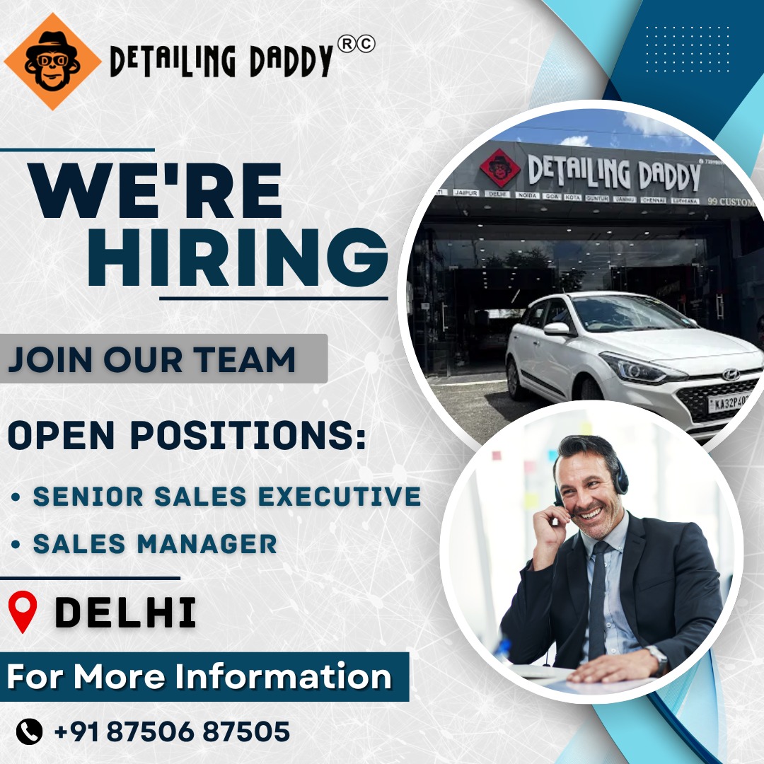 detailingdaddy's tweet photo. 🚀 We're Hiring
Detailing Daddy is looking for driven and result-oriented professionals to be part of our expanding team in Delhi.

Open Positions:
🔹 Business Development Manager

📍Delhi
📞Contact: +918750687505

#Hiring #NowHiring #JobOpening #DelhiJobs #DetailingDaddy https://t.co/tA4thjjaFq
