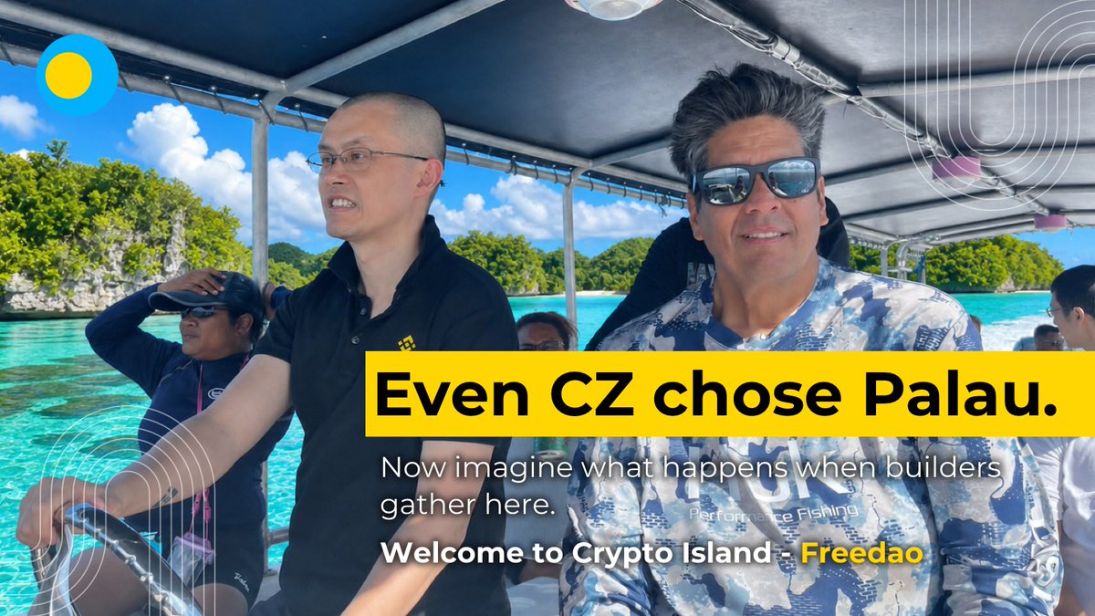freedaolife's tweet photo. Before Crypto Island existed,

Crypto leaders  @cz_binance  were already discovering Palau.🇵🇼

Now we're building what comes next - #Freedao 🏝️

Come for paradise.

Stay for the future.

 #BNB #Web3‌‌ $BTC $BNB $ETH https://t.co/GBkpYeXE8L