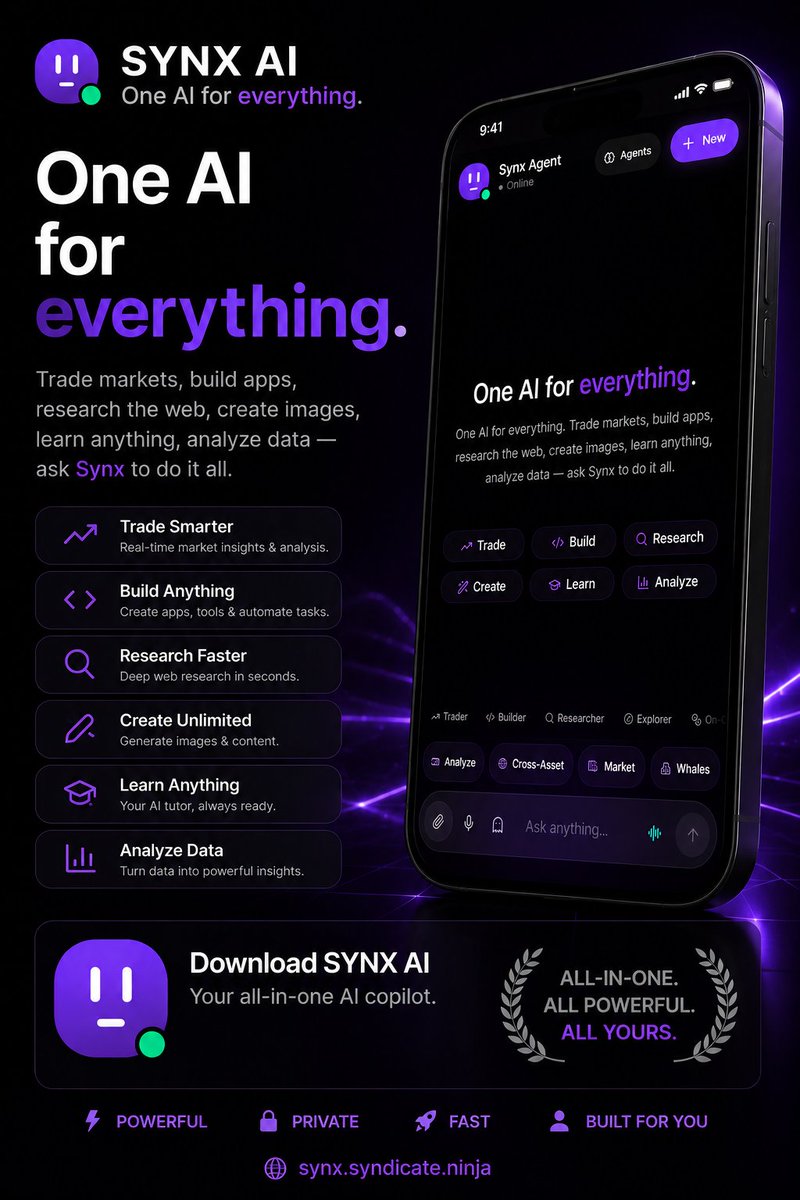 syndicateninja's tweet photo. SYNX AI 🥷🟪 https://t.co/Sxdr1DJjpl https://t.co/x4crGxPH8m