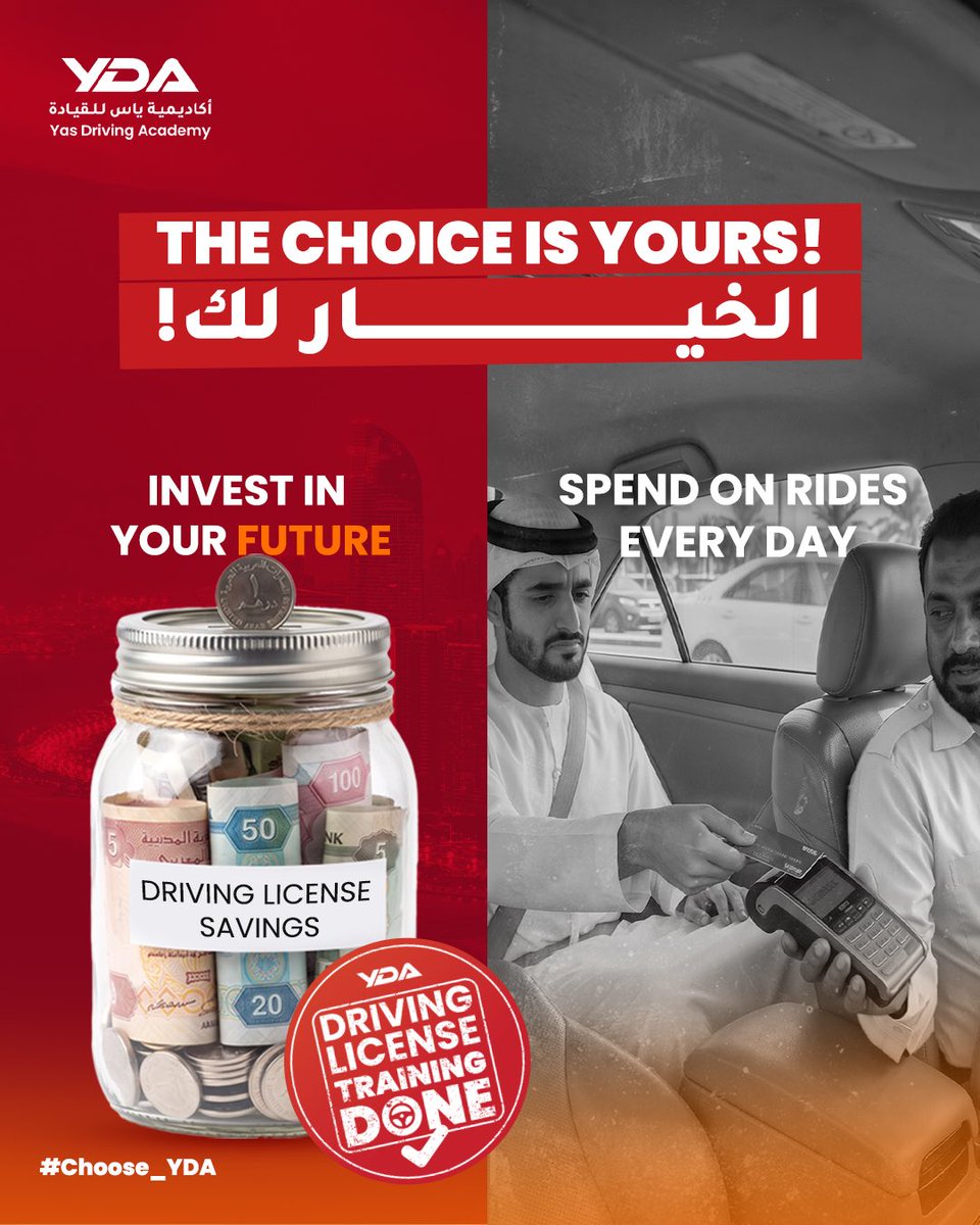 yda_ae_official's tweet photo. Every lesson brings you closer.

Invest in your driving license today and enjoy the freedom, flexibility, and confidence to go wherever life takes you, for years to come.

Your journey starts with one decision.
#choose_yda https://t.co/35FmhmfwkO