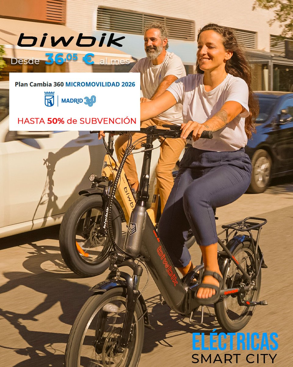 ciclos_corredor's tweet photo. 🚴⚡🔋 Nuevas Bicicletas Eléctricas de Ciudad Biwbik

Movilidad inteligente 📢 Desde 36,05 € al mes 📢

Además, gracias al Plan Cambia 360 Micromovilidad, podrás obtener una subvención de hasta el 50 % del precio de compra

🛒📱⤵️⤵️⤵️
https://t.co/6FroiVNsyk https://t.co/vhd4dxQOho