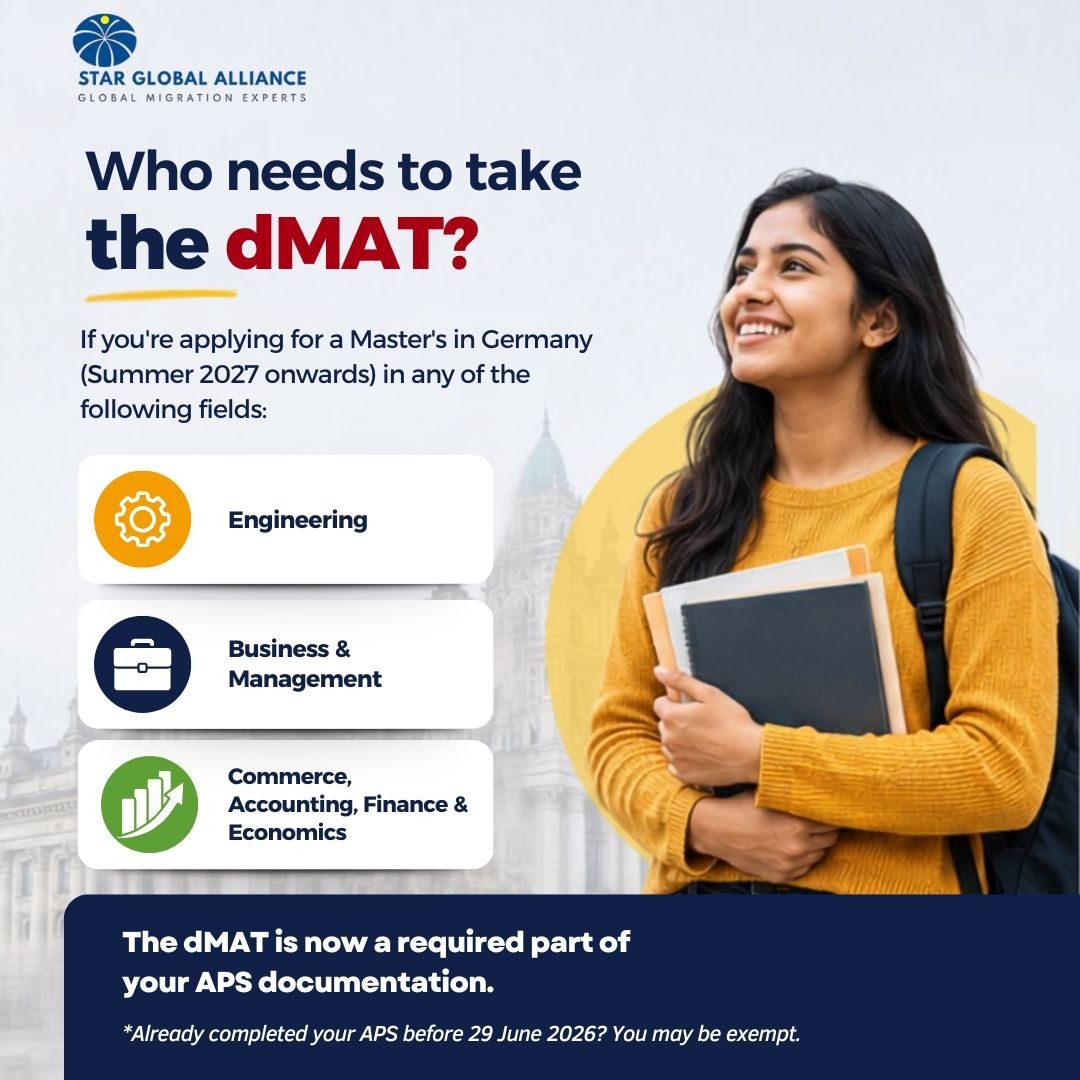 sgeamigration's tweet photo. Planning a Master's in Germany for Summer 2027? 🇩🇪
There's an important update. APS India has made the Digital Master Test (dMAT) mandatory for selected Master's applicants from the Summer Semester 2027.
#StudyInGermany #GermanyAdmissions #MastersInGermany #APSIndia #dMAT https://t.co/iQHVABxZTM