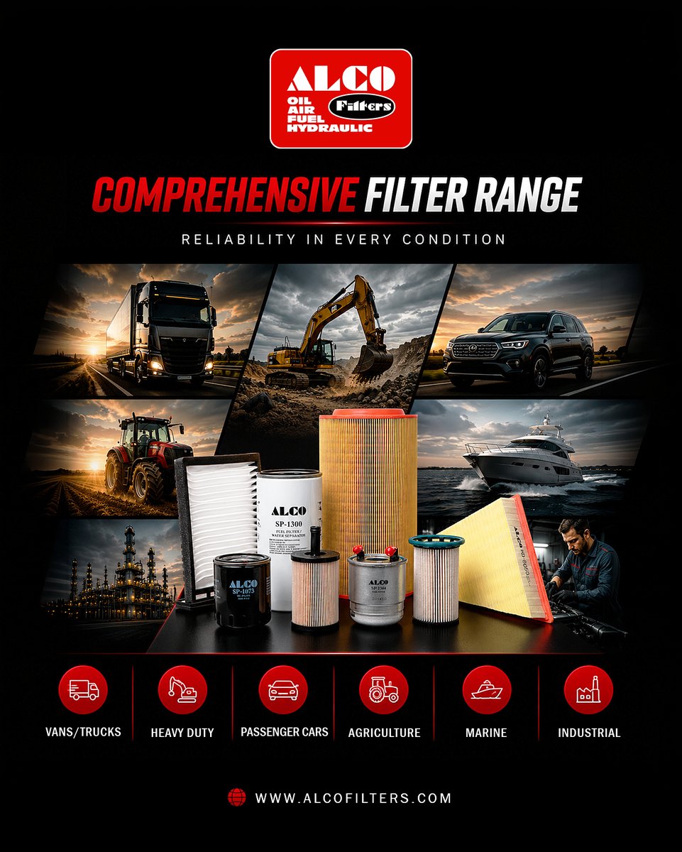 ALCOfilters's tweet photo. ๐ซฑ๐ปโ๐ซฒ๐ปOne comprehensive filter range. Endless applications.
Engineered to perform. Built to last.
https://t.co/h47J6ciqYt
#ALCOFilters #Filtration #Aftermarket https://t.co/RaGNq2pjGG