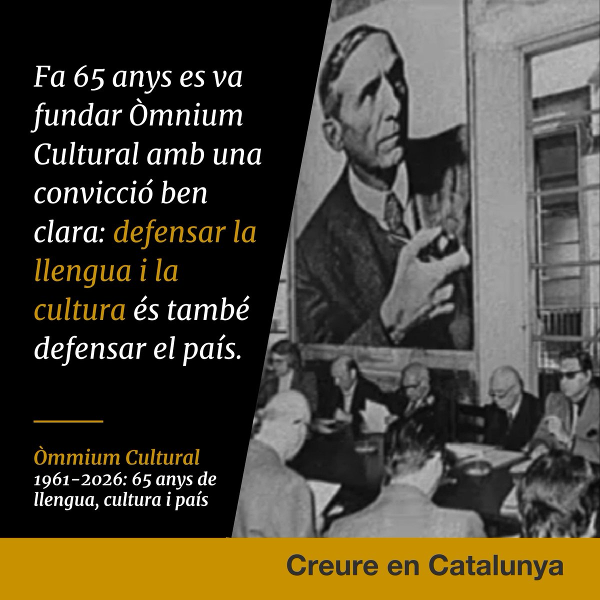 QuimTorraiPla's tweet photo. #taldiacomavui de fa 65 anys, durant la llarga nit de la dictadura franquista, es va signar l'acta de constitució d'Òmnium Cultural. És una bona ocasió per fer un agraïment públic a tots els qui van impulsar-ne l'organització i l'extensió arreu del país. #creureenCatalunya https://t.co/62qpct4Qag