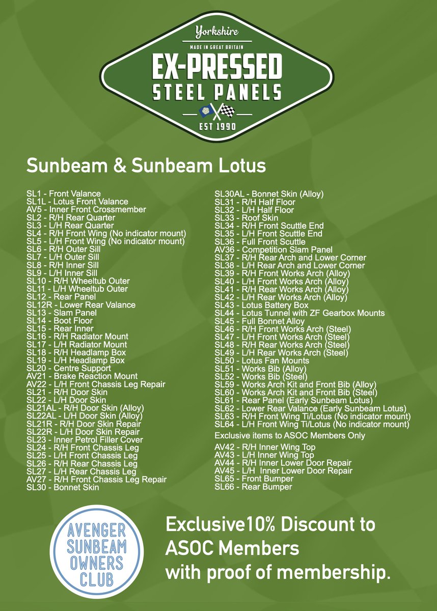 ExPressedSteel's tweet photo. Panels we produce for the Sunbeam and Sunbeam Lotus.
https://t.co/bFgDke1AHb
#Sunbeam #SunbeamLotus #TalbotLotus @ExPressedSteel @avengerSunbeam @TheSunbeamLotus https://t.co/1dEdIF5ZfJ