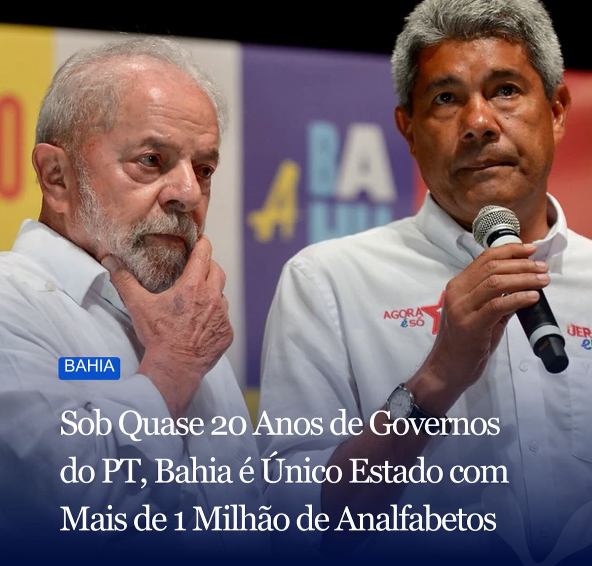 TumultoBR's tweet photo. Depois de 20 anos de PT na Bahia:

A Bahia é o único estado do Brasil com mais de 1 milhão de analfabetos. Dados da PNAD Contínua Educação 2025 do IBGE indicam que o estado possui cerca de 1,1 milhão de pessoas com 15 anos ou mais que não sabem ler nem escrever.

Taxa de analfabetismo: O índice baiano é de 9,5%, praticamente o dobro da média nacional (4,9%).