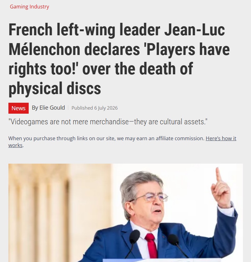 NazRaiGaming's tweet photo. 3 Politicians from around the world have spoken up about @Sony @PlayStation ending Physical Disks and trying to monopolize the market here are the highlights:

Jean‑Luc Mélenchon (France)

💿Called the move a threat to consumer rights.
💿Argued that video games are cultural goods that should be protected.
💿Warned that digital-only sales undermine ownership because players lose the ability to lend, resell, or permanently keep games.
💿Expressed support for efforts to preserve physical games and stronger legal protections for consumers.

Erika Hilton (Brazil)

💿Announced she would refer Sony's plans to Brazil's consumer protection authorities.
💿Said Sony's move deserves investigation over potential consumer rights and competition issues.
💿Raised concerns about digital ownership, market power, and video game preservation.

Iqbal Mohamed (United Kingdom)

💿Tabled an Early Day Motion in the UK Parliament criticizing Sony's decision.
💿Called for the UK government to ask the Competition and Markets Authority to investigate whether ending physical distribution could reduce competition and harm consumers.
💿Raised concerns about resale rights, lending, ownership, and Sony becoming the sole gatekeeper for PlayStation game sales.

Even Politicians can see why this is problematic
Keep the fight going!!

#NoDiskNoBuy